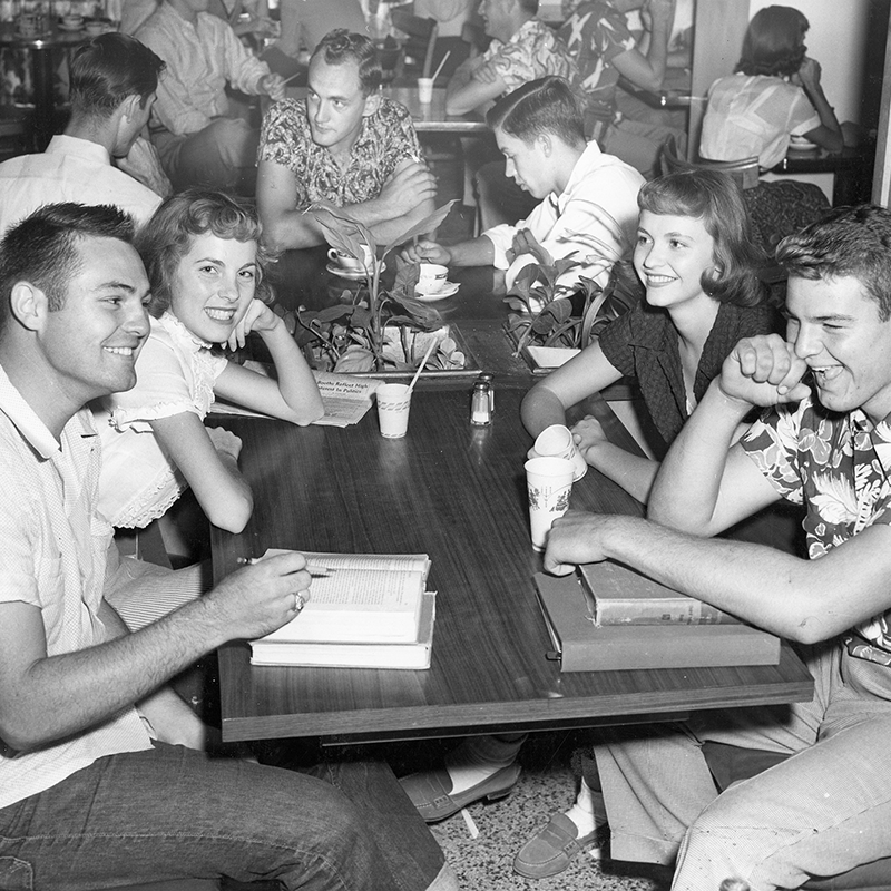 Students in the Student Union dining area